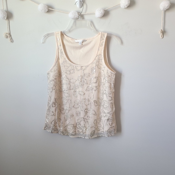 Lauren Conrad Sleeveless Floral Sequin Shirt Size XS - Picture 1 of 9